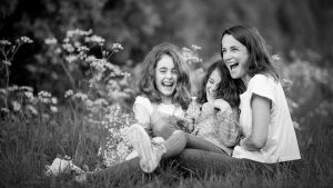 mother and daughters during a Spring photoshoot in Saffron walden
