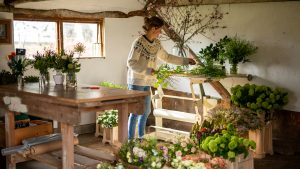 Florist photographed in her barn studio in Newmarket during a PErsonal Branding photoshoot