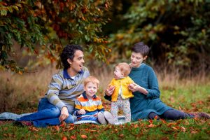 family on an Autumn mini shoot in Cambridge